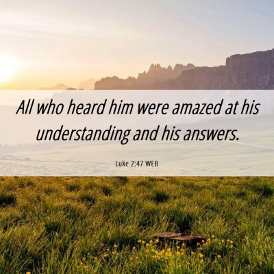 Picture 06 - Luke 2:47 WEB - All who heard him were amazed at his - Bible Verse Picture