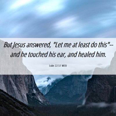 Picture 06 - Luke 22:51 WEB - But Jesus answered, 