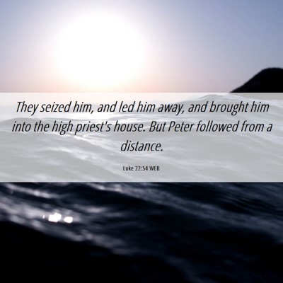 Picture 06 - Luke 22:54 WEB - They seized him, and led him away, and brought - Bible Verse Picture
