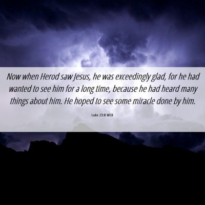 Picture 06 - Luke 23:8 WEB - Now when Herod saw Jesus, he was exceedingly - Bible Verse Picture