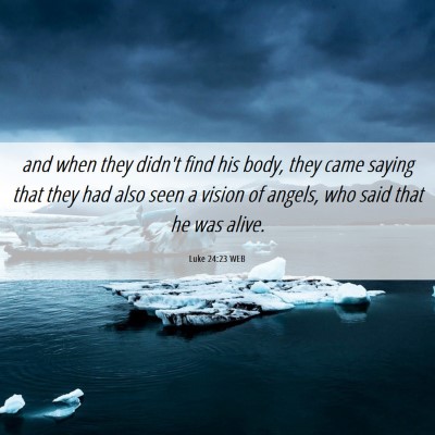 Picture 06 - Luke 24:23 WEB - and when they didn't find his body, they came - Bible Verse Picture