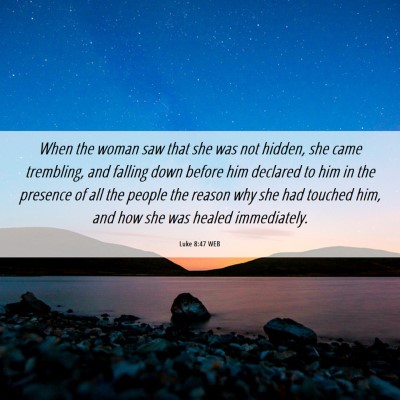 Picture 06 - Luke 8:47 WEB - When the woman saw that she was not hidden, she - Bible Verse Picture