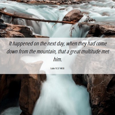 Picture 06 - Luke 9:37 WEB - It happened on the next day, when they had come - Bible Verse Picture