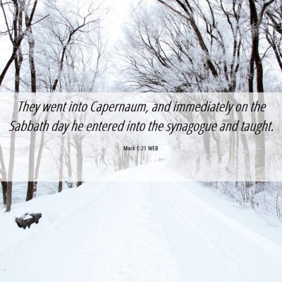 Picture 06 - Mark 1:21 WEB - They went into Capernaum, and immediately on the - Bible Verse Picture