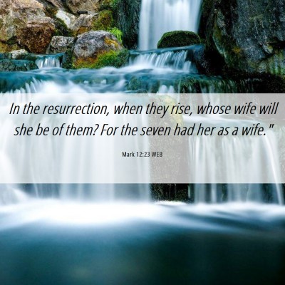 Picture 06 - Mark 12:23 WEB - In the resurrection, when they rise, whose wife - Bible Verse Picture