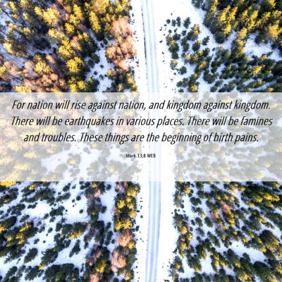 Picture 06 - Mark 13:8 WEB - For nation will rise against nation, and kingdom - Bible Verse Picture