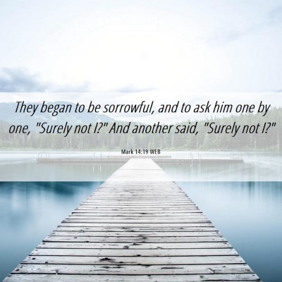 Picture 06 - Mark 14:19 WEB - They began to be sorrowful, and to ask him one by - Bible Verse Picture