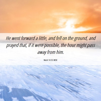 Picture 06 - Mark 14:35 WEB - He went forward a little, and fell on the ground, - Bible Verse Picture