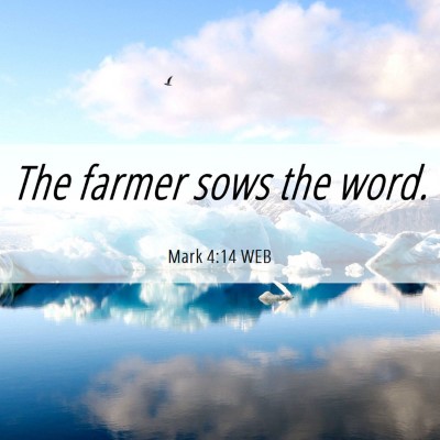 Picture 06 - Mark 4:14 WEB - The farmer sows the - Bible Verse Picture