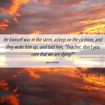 Picture 06 - Mark 4:38 WEB - He himself was in the stern, asleep on the - Bible Verse Picture