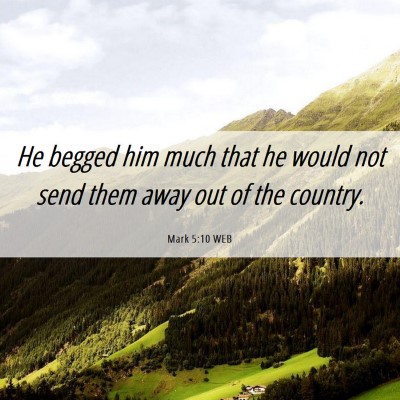 Picture 06 - Mark 5:10 WEB - He begged him much that he would not send them - Bible Verse Picture