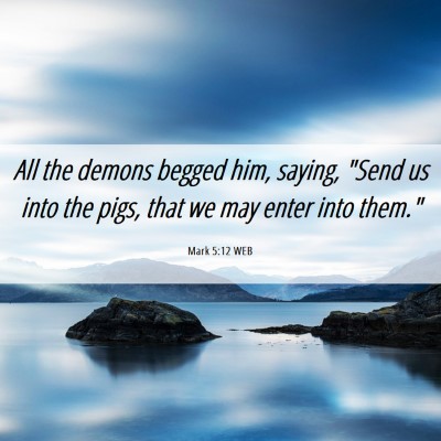 Picture 06 - Mark 5:12 WEB - All the demons begged him, saying, 