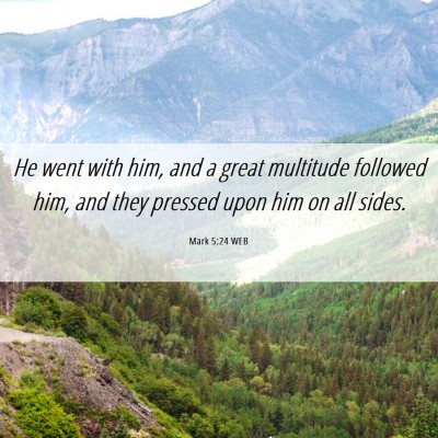 Picture 06 - Mark 5:24 WEB - He went with him, and a great multitude followed - Bible Verse Picture