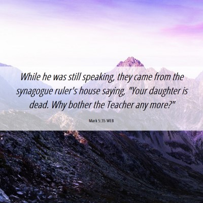 Picture 06 - Mark 5:35 WEB - While he was still speaking, they came from the - Bible Verse Picture