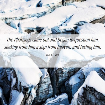 Picture 06 - Mark 8:11 WEB - The Pharisees came out and began to question him, - Bible Verse Picture