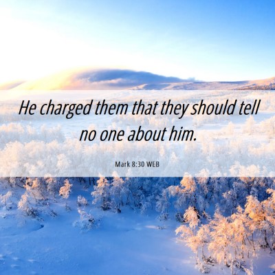 Picture 06 - Mark 8:30 WEB - He charged them that they should tell no one - Bible Verse Picture
