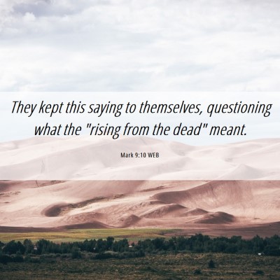 Picture 06 - Mark 9:10 WEB - They kept this saying to themselves, questioning - Bible Verse Picture