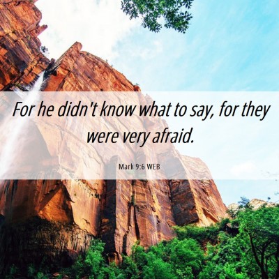 Picture 06 - Mark 9:6 WEB - For he didn't know what to say, for they were - Bible Verse Picture