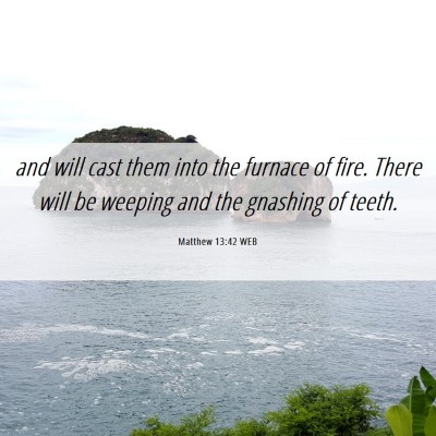 Picture 06 - Matthew 13:42 WEB - and will cast them into the furnace of fire. - Bible Verse Picture