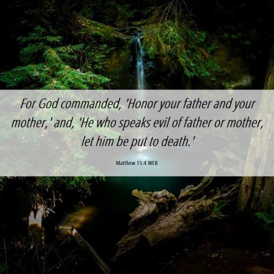 Picture 06 - Matthew 15:4 WEB - For God commanded, 'Honor your father and your - Bible Verse Picture