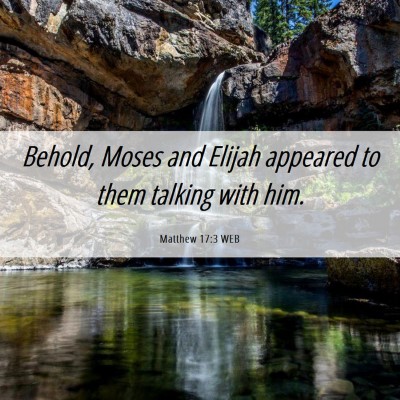 Picture 06 - Matthew 17:3 WEB - Behold, Moses and Elijah appeared to them talking - Bible Verse Picture