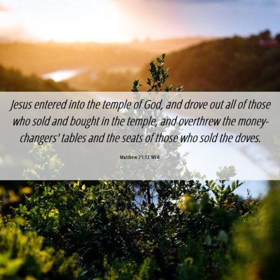 Picture 06 - Matthew 21:12 WEB - Jesus entered into the temple of God, and drove - Bible Verse Picture