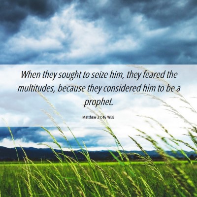 Picture 06 - Matthew 21:46 WEB - When they sought to seize him, they feared the - Bible Verse Picture