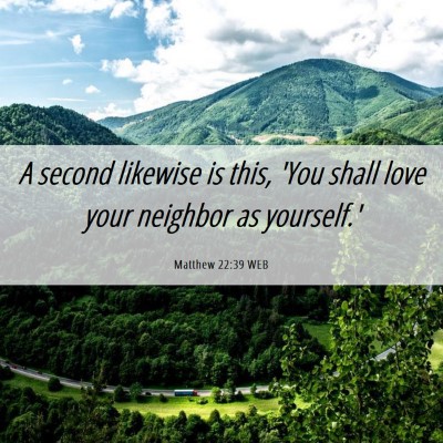 Picture 06 - Matthew 22:39 WEB - A second likewise is this, 'You shall love your - Bible Verse Picture