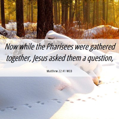 Picture 06 - Matthew 22:41 WEB - Now while the Pharisees were gathered together, - Bible Verse Picture