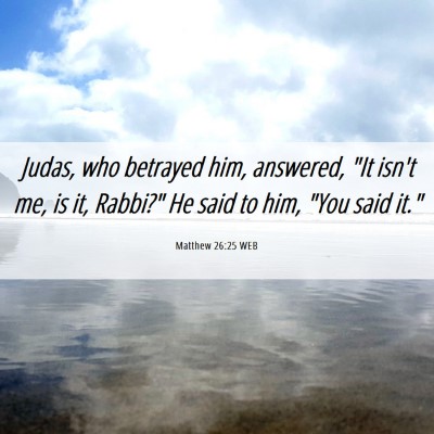 Picture 06 - Matthew 26:25 WEB - Judas, who betrayed him, answered, 