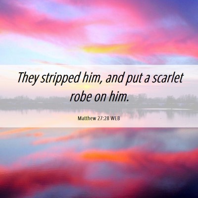 Picture 06 - Matthew 27:28 WEB - They stripped him, and put a scarlet robe on - Bible Verse Picture