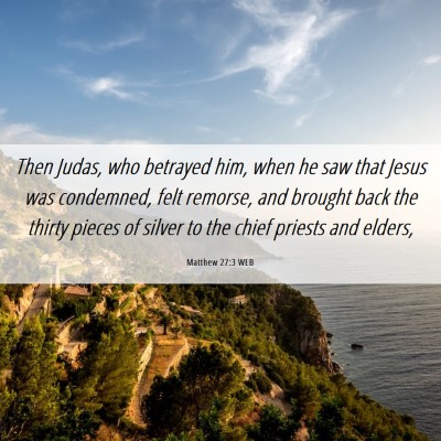 Picture 06 - Matthew 27:3 WEB - Then Judas, who betrayed him, when he saw that - Bible Verse Picture