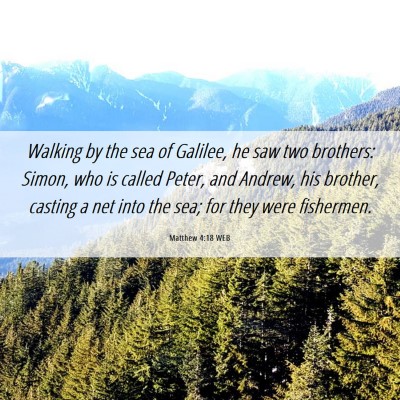 Picture 06 - Matthew 4:18 WEB - Walking by the sea of Galilee, he saw two - Bible Verse Picture