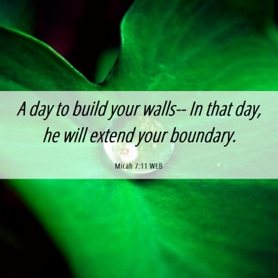 Picture 06 - Micah 7:11 WEB - A day to build your walls-- In that day, he will - Bible Verse Picture