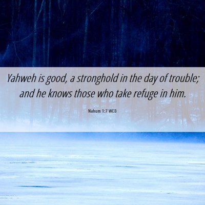Picture 06 - Nahum 1:7 WEB - Yahweh is good, a stronghold in the day of - Bible Verse Picture