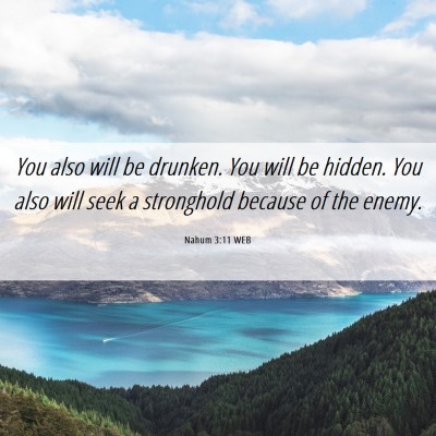 Picture 06 - Nahum 3:11 WEB - You also will be drunken. You will be hidden. You - Bible Verse Picture
