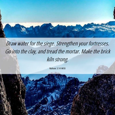 Picture 06 - Nahum 3:14 WEB - Draw water for the siege. Strengthen your - Bible Verse Picture