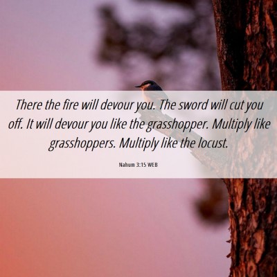Picture 06 - Nahum 3:15 WEB - There the fire will devour you. The sword will - Bible Verse Picture