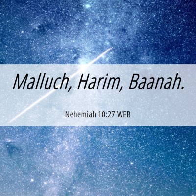 Picture 06 - Nehemiah 10:27 WEB - Malluch, Harim, - Bible Verse Picture