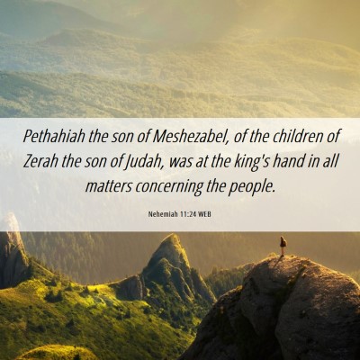 Picture 06 - Nehemiah 11:24 WEB - Pethahiah the son of Meshezabel, of the children - Bible Verse Picture