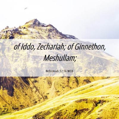 Picture 06 - Nehemiah 12:16 WEB - of Iddo, Zechariah; of Ginnethon, - Bible Verse Picture