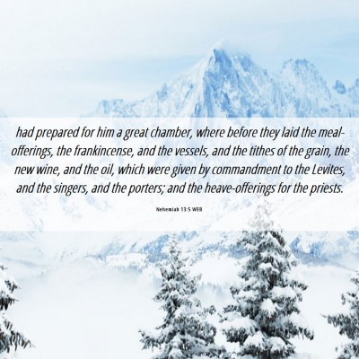 Picture 06 - Nehemiah 13:5 WEB - had prepared for him a great chamber, where - Bible Verse Picture