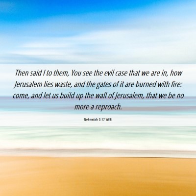 Picture 06 - Nehemiah 2:17 WEB - Then said I to them, You see the evil case that - Bible Verse Picture