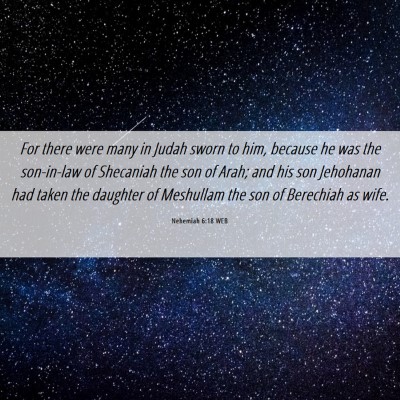 Picture 06 - Nehemiah 6:18 WEB - For there were many in Judah sworn to him, - Bible Verse Picture