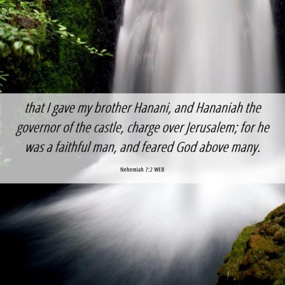 Picture 06 - Nehemiah 7:2 WEB - that I gave my brother Hanani, and Hananiah the - Bible Verse Picture