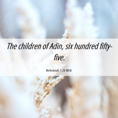 Picture 06 - Nehemiah 7:20 WEB - The children of Adin, six hundred - Bible Verse Picture