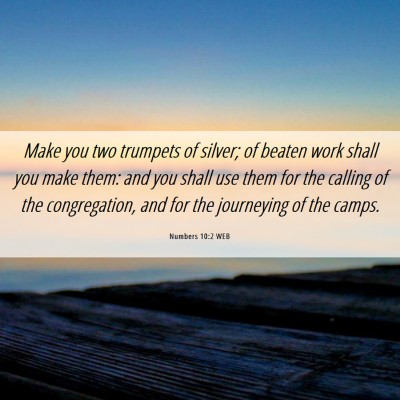 Picture 06 - Numbers 10:2 WEB - Make you two trumpets of silver; of beaten work - Bible Verse Picture