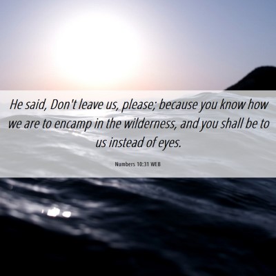 Picture 06 - Numbers 10:31 WEB - He said, Don't leave us, please; because you know - Bible Verse Picture