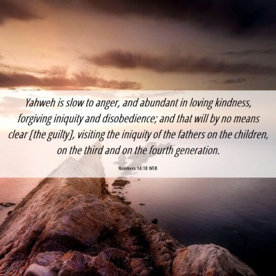 Picture 06 - Numbers 14:18 WEB - Yahweh is slow to anger, and abundant in loving - Bible Verse Picture