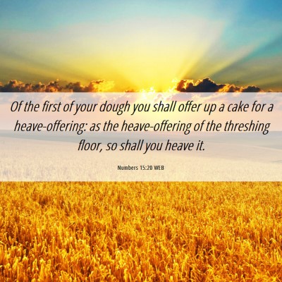 Picture 06 - Numbers 15:20 WEB - Of the first of your dough you shall offer up a - Bible Verse Picture